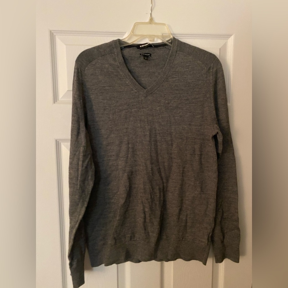 Gray v-neck express sweater